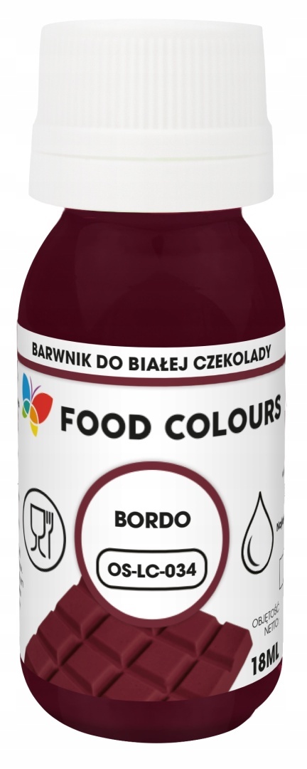 Barwnik do czekolady i mas tłustych BURGUNDOWY 18 ml, sklep cukierniczy Kraków