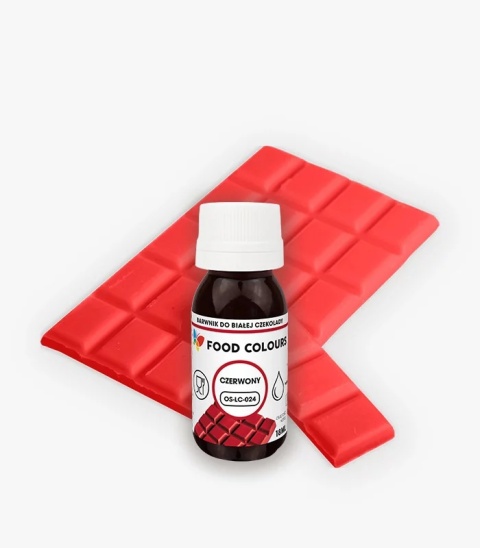 Barwnik do czekolady i mas tłustych CZERWONY 18 ml, sklep cukierniczy Kraków
