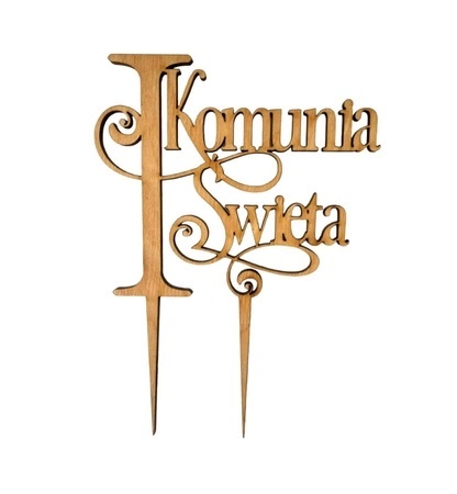 Topper na tort drewniany ,,I Komunia Święta'' 19 cm Sklep cukierniczy Kraków