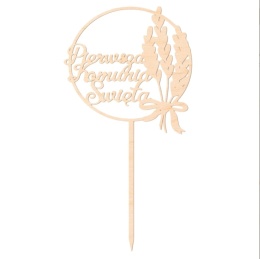 Topper na tort drewniany I Komunia Święta obręcz + kłos Sklep cukierniczy Kraków
