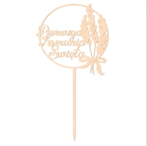 Topper na tort drewniany I Komunia Święta obręcz + kłos Sklep cukierniczy Kraków