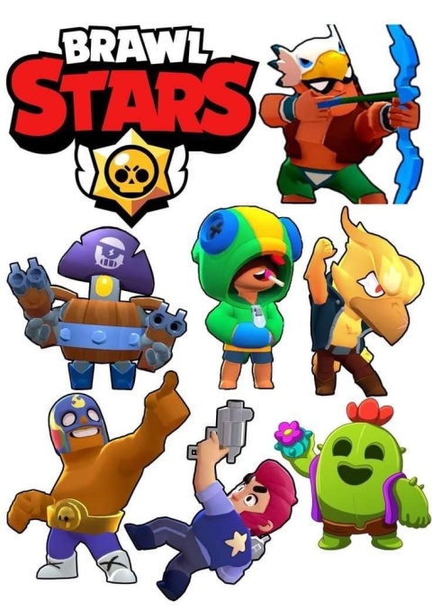 Wydruk spożywczy jadalny na tort Brawl stars, sklep cukierniczy Kraków, dekoracje na tort Kraków
