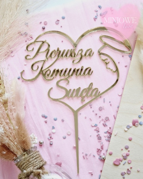 Topper na tort PIERWSZA KOMUNIA ŚWIĘTA MARYJA W SERCU, sklep cukierniczy Kraków