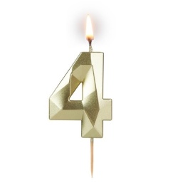 Świeczka urodzinowa cyferka 4 DIAMENTOWA ZŁOTA, sklep cukierniczy Kraków
