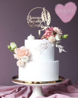 Topper na tort PIERWSZA KOMUNIA OBRĘCZ +KŁOSY, sklep cukierniczy Kraków