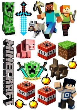 Wydruk jadalny na tort MINECRAFT wz.I, sklep cukierniczy Kraków