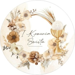 Wydruk jadalny na tort PIERWSZA KOMUNIA ŚWIĘTA wz.IX, sklep cukierniczy Kraków