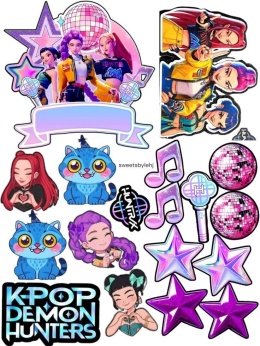 Wydruk jadalny na tort K-POP DEMON HUNTERS wz.III, sklep cukierniczy Kraków