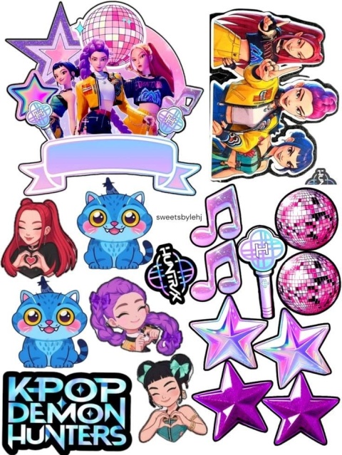 Wydruk jadalny na tort K-POP DEMON HUNTERS wz.III, sklep cukierniczy Kraków