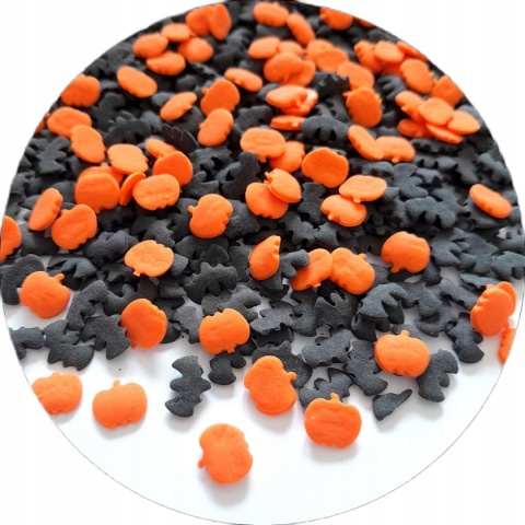 Posypka cukrowa MIX HALLOWEENOWY DYNIE I NIETOPERZE 50g,sklep cukierniczy Kraków