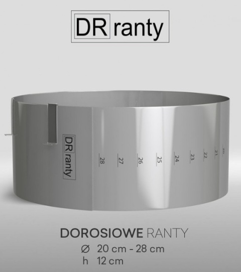 Rant regulowany z podziałką 20-28cm, h12,sklep cukierniczy Kraków