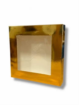 Pudełko z okienkiem na pierniczki i ciastka 15x15x3 cm ZŁOTE, sklep cukienriczy Kraków