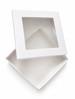 Pudełko z okienkiem na pierniczki i ciastka 15x15x3 cm BIAŁE, sklep cukierniczy Kraków