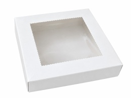 Pudełko z okienkiem na pierniczki i ciastka 15x15x3 cm BIAŁE, sklep cukierniczy Kraków